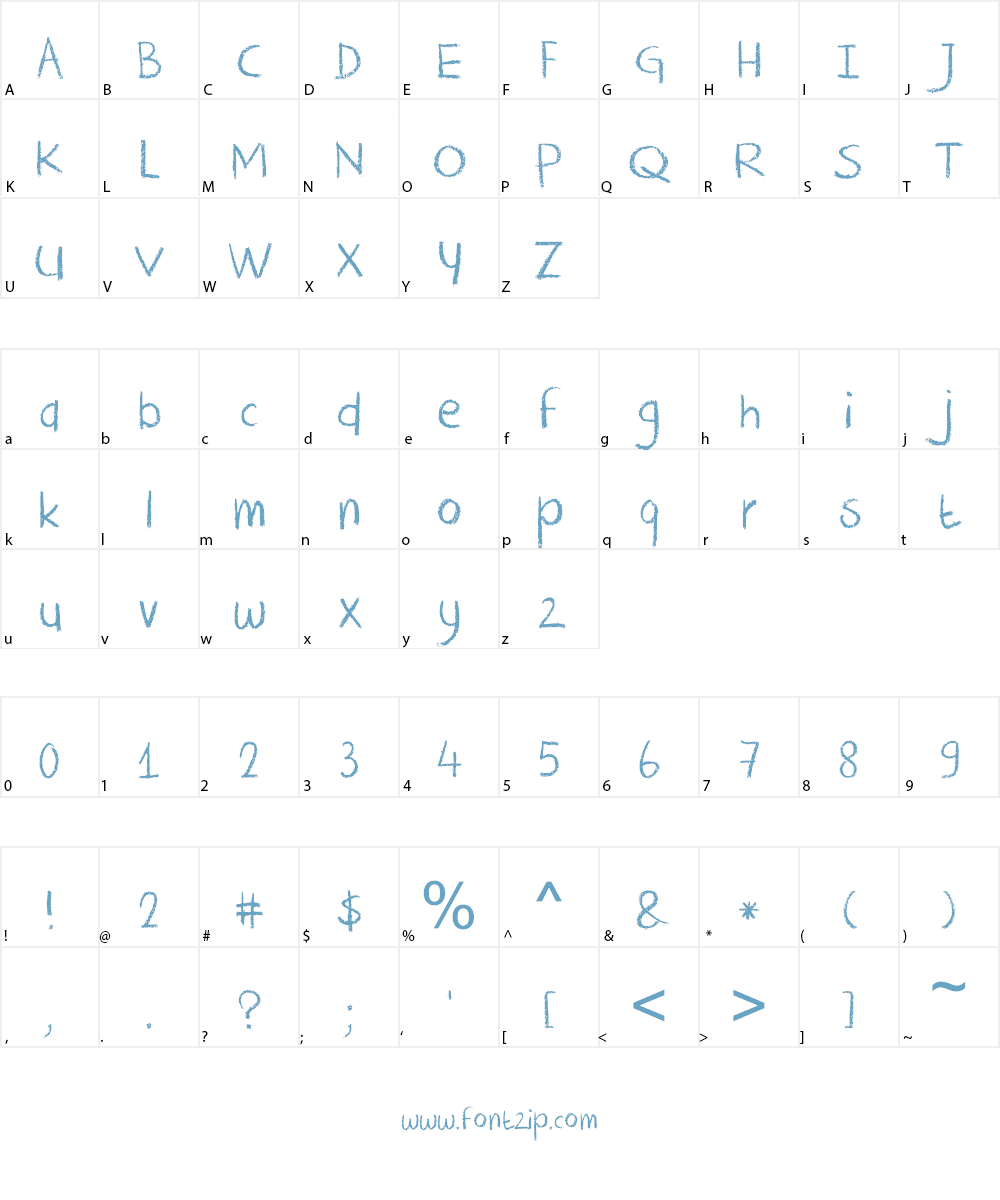 DK Crayon Crumble Font Character